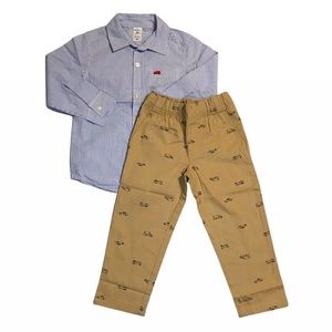 Carters Toddler Boys Cute 2pc Pants set Striped‎ Shirt Long Sleeve size 2T 3T 5T